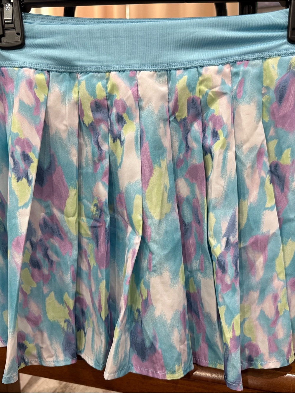 Ideology Aqua Floral Pleated Skater Skirt